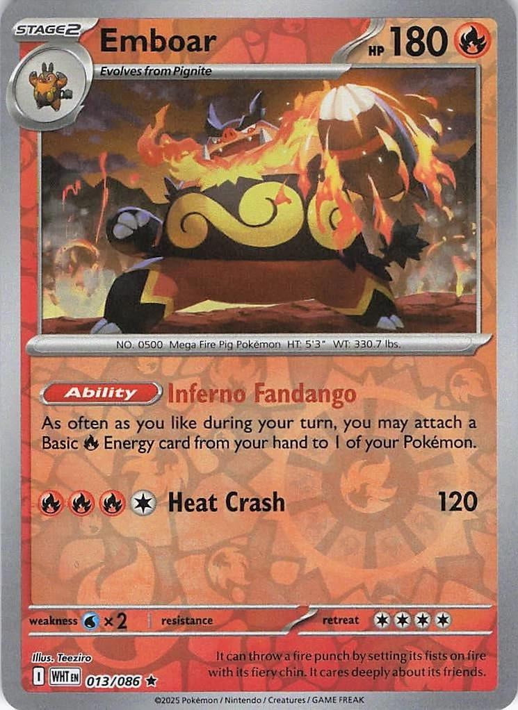 White Flare Emboar #13/86 Reverse Holo