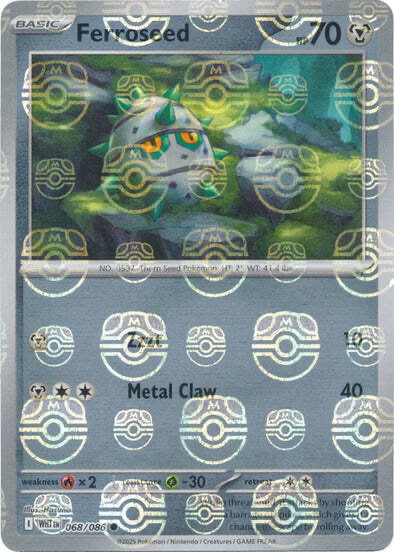 White Flare Ferroseed #68/86 Masterball Holo