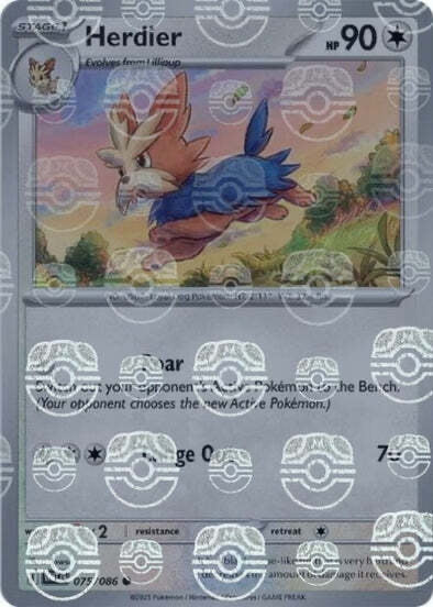 White Flare Herdier #75/86 Masterball Holo
