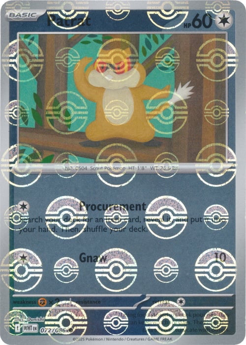 White Flare Patrat #72/86 Pokeball Holo